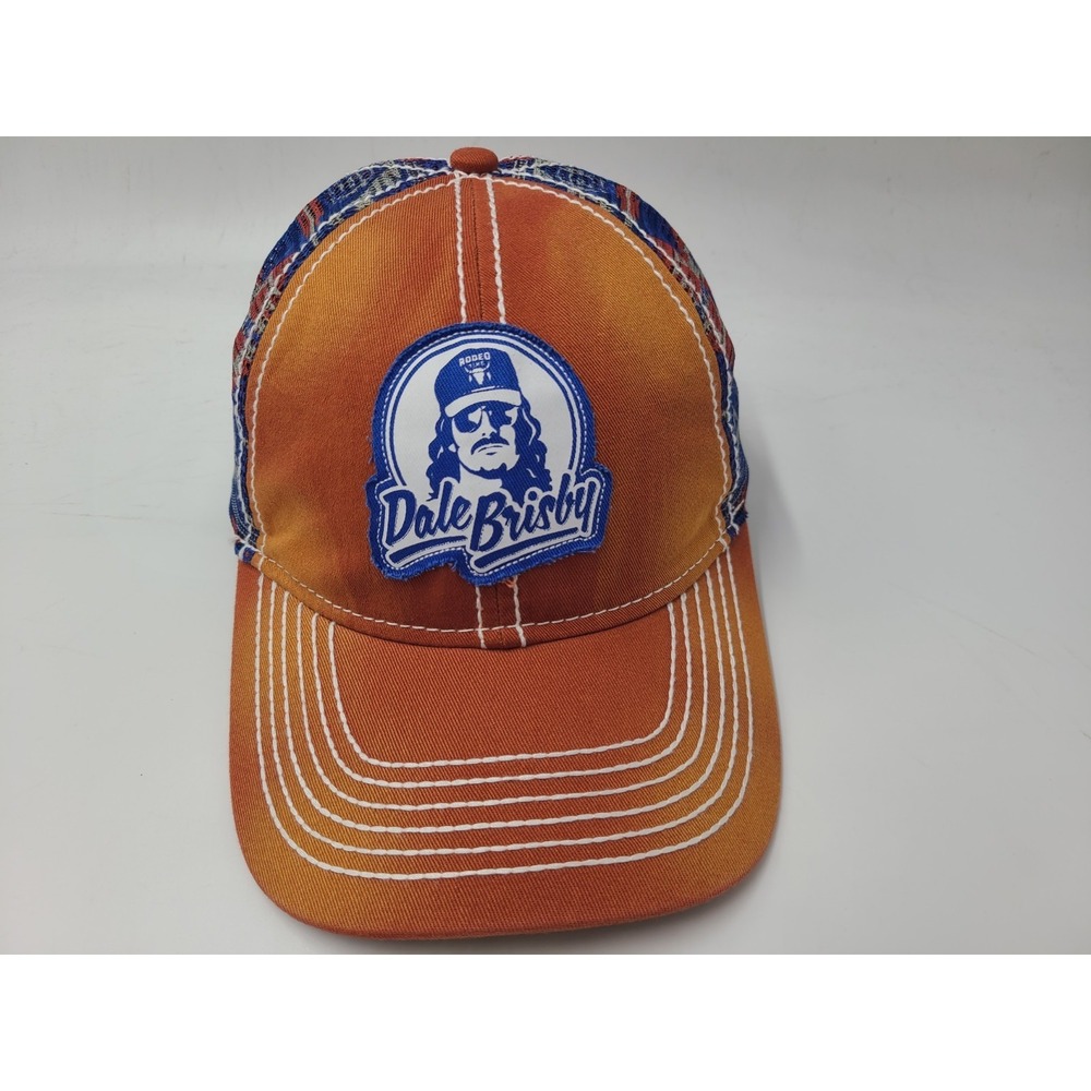 Dale Brisby Aztec Mesh Trucker Snapback Hat Cap Cowboy Bull Riding Orange Blue‎